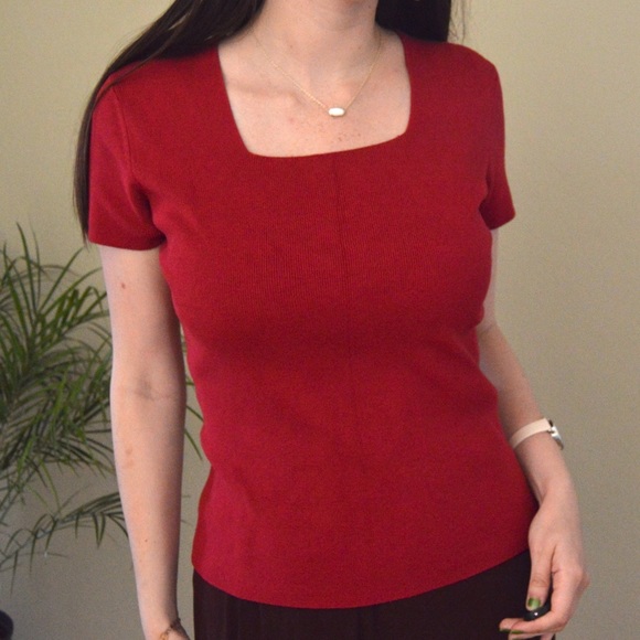 Tops - Square Neck Cherry Red Top